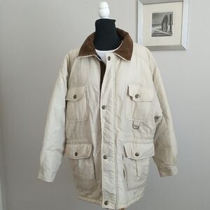 Haband's Stag Hill Cream and Brown Men's Puffer Jacket. Size-L